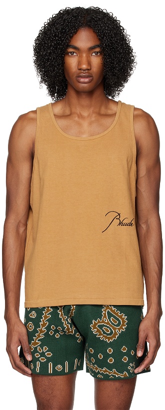 Photo: Rhude Beige Embroidered Tank Top