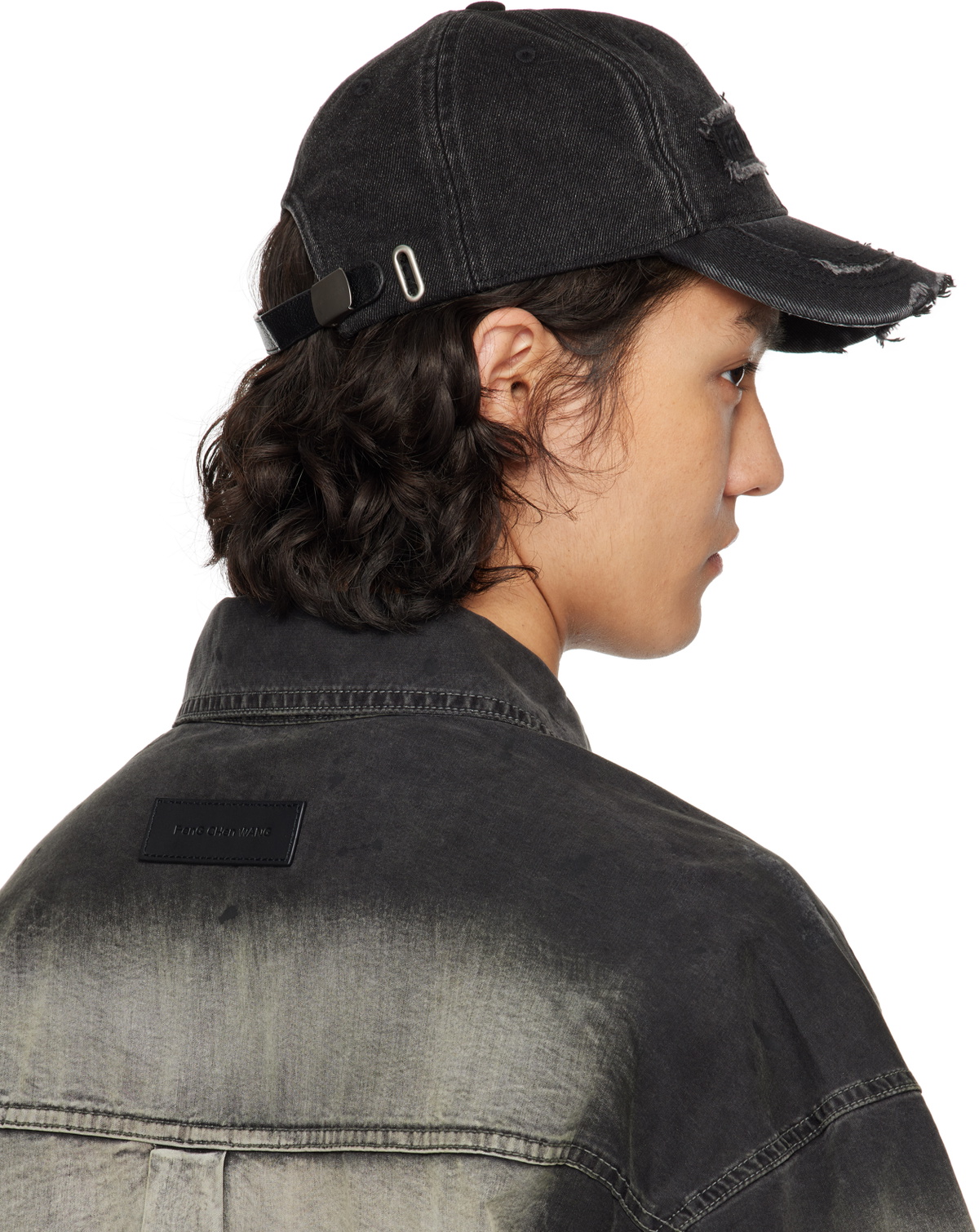 Feng Chen Wang Black Denim Baseball Cap
