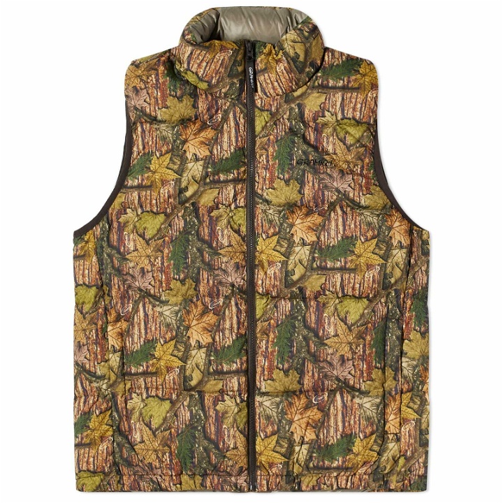 Photo: Gramicci Men's Down Puffer Vest in Leaf Camo