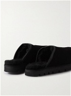 Grenson - Wainwright Shearling-Lined Suede Slippers - Black