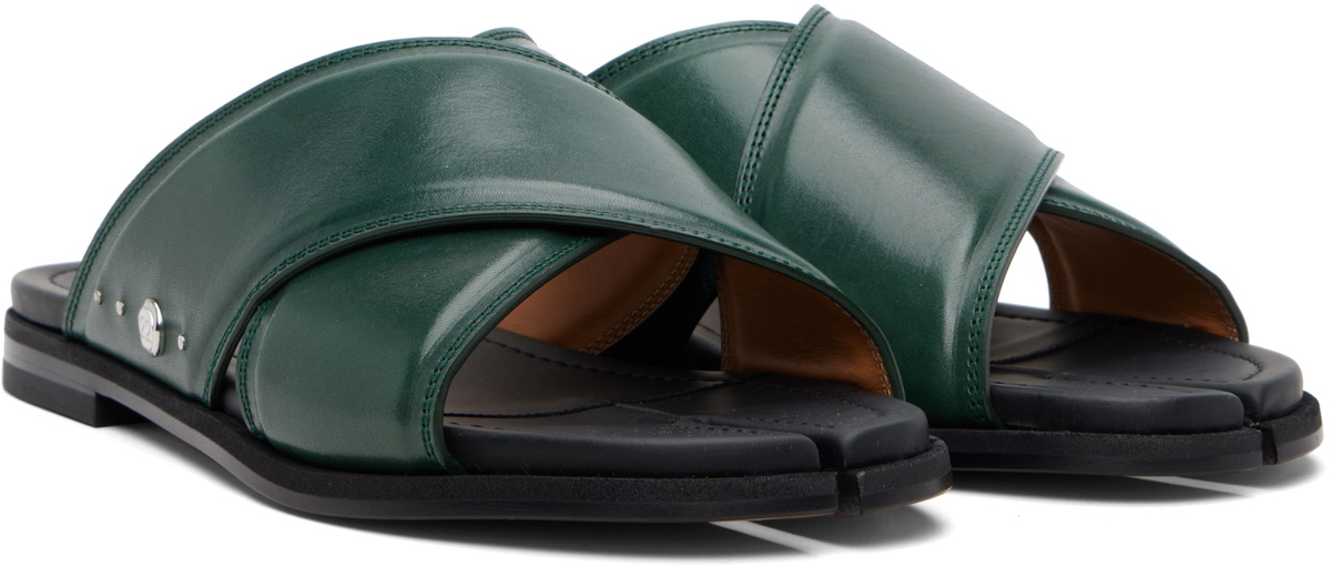 Maison Margiela Green Tabi Numbers Crossed Sandals