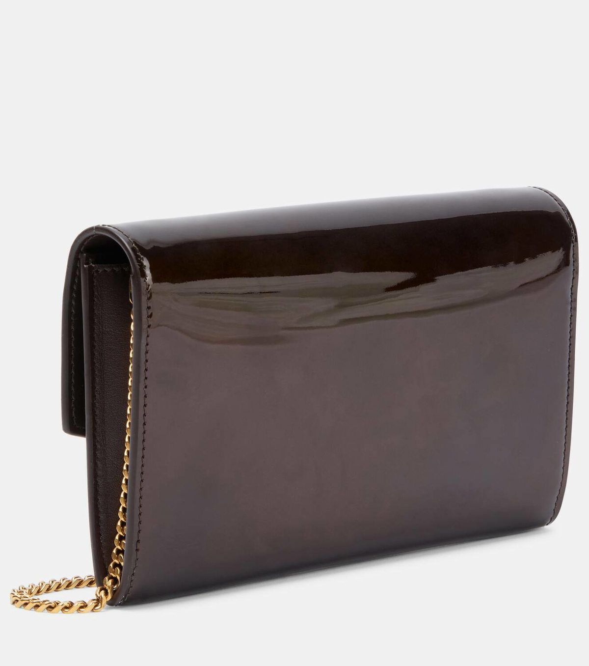 Saint Laurent Uptown patent leather wallet on chain