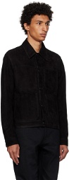 Paul Smith Black Button Trucker Leather Jacket