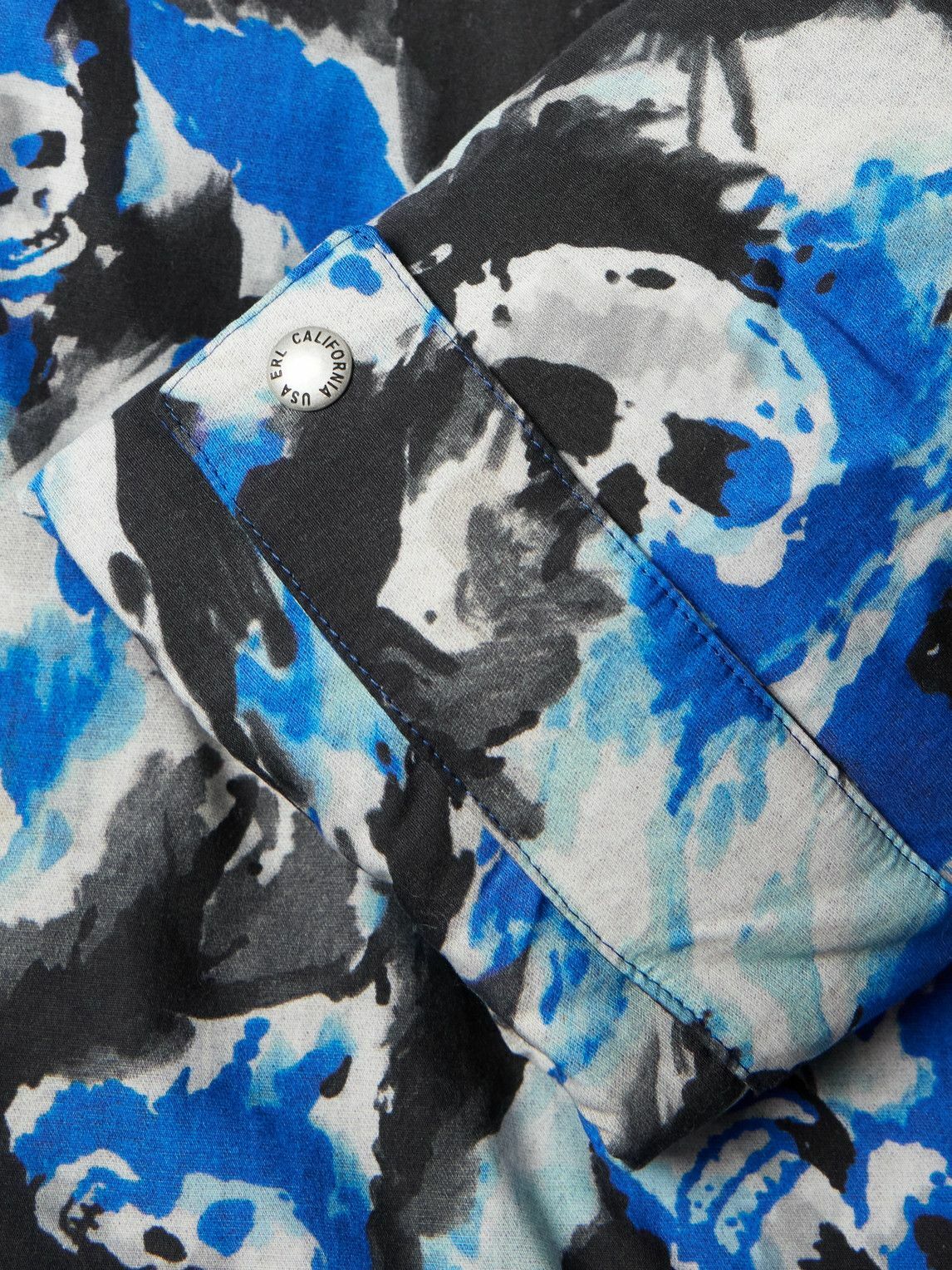 ERL - Skull Printed Padded Cotton-Twill Hooded Jacket - Blue
