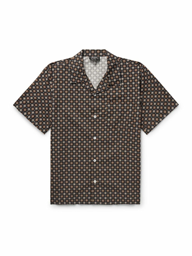 Photo: A.P.C. - Lloyd Convertible-Collar Printed Cotton Shirt - Brown