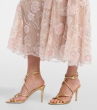 Self-Portrait Floral sequined mesh midi dress