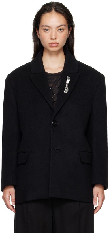 Photo: Blumarine Black Bijoux Pin Blazer