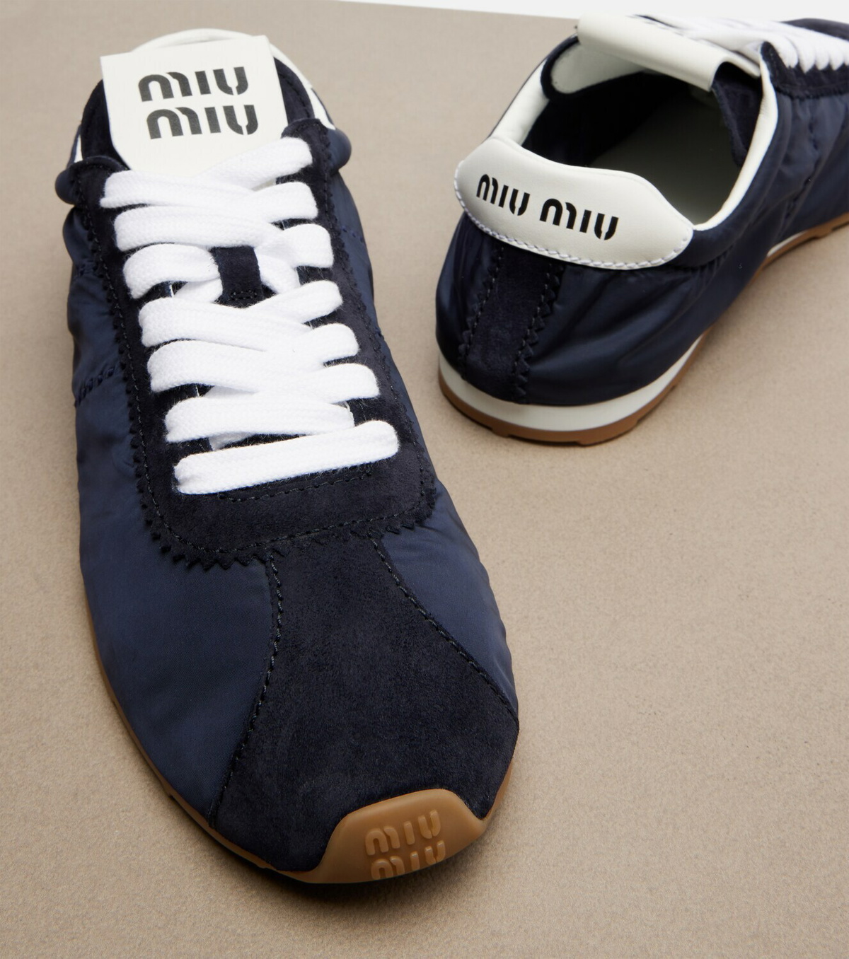 Miu Miu Plume suede-trimmed sneakers