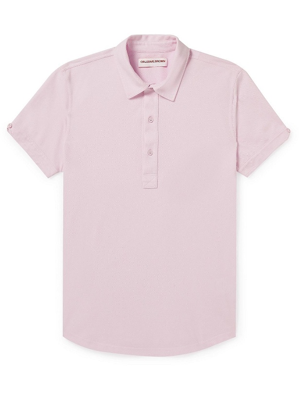 Photo: Orlebar Brown - Sebastian Slim-Fit Linen-Piqué Polo Shirt - Pink