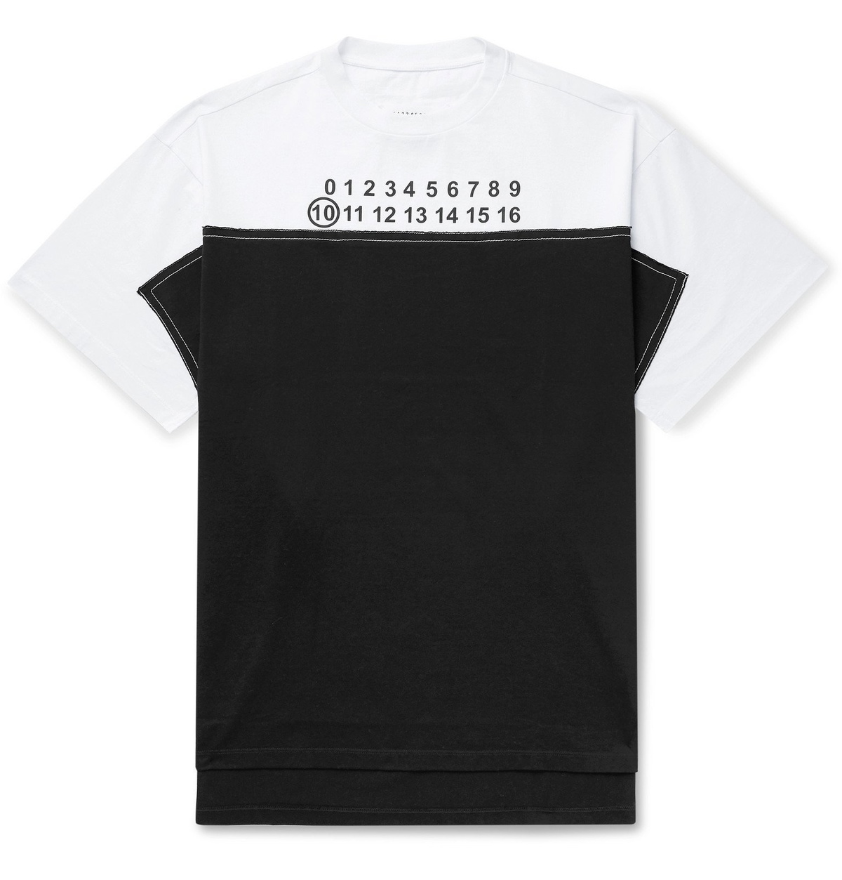 Maison Margiela - Oversized Logo-Print Panelled Cotton-Jersey T-Shirt -  Black Maison Margiela