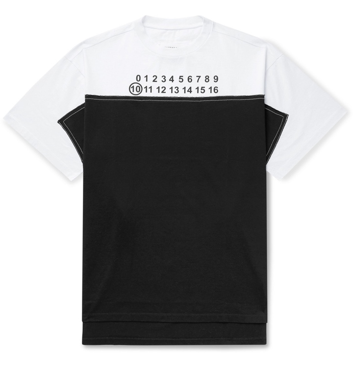 Photo: Maison Margiela - Oversized Logo-Print Panelled Cotton-Jersey T-Shirt - Black
