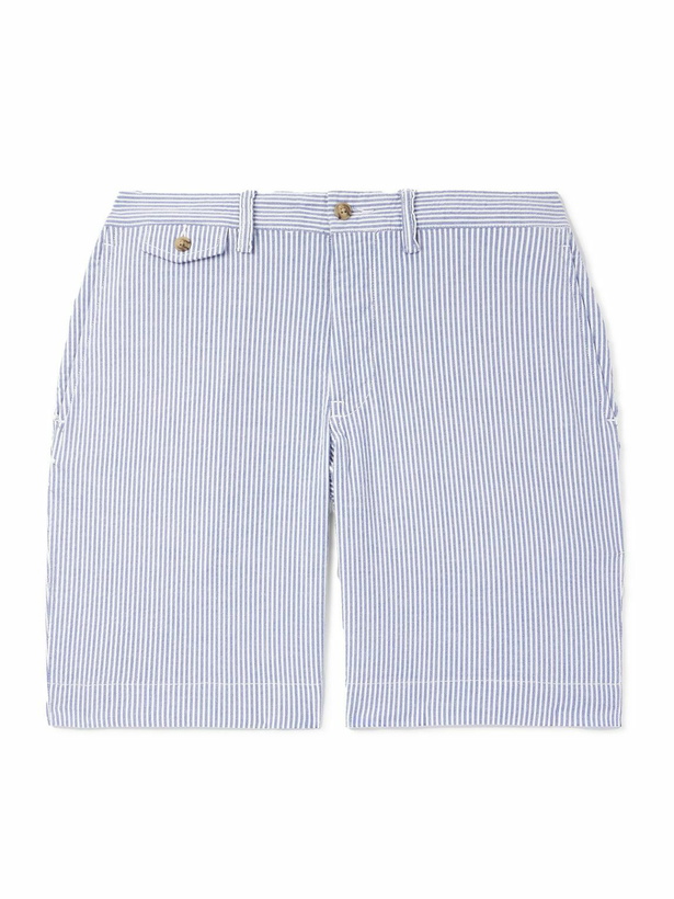 Photo: Polo Ralph Lauren - Straight-Leg Striped Cotton-Blend Seersucker Shorts - Blue