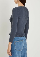 Paige Royce Frill Cotton-blend Cardigan Navy