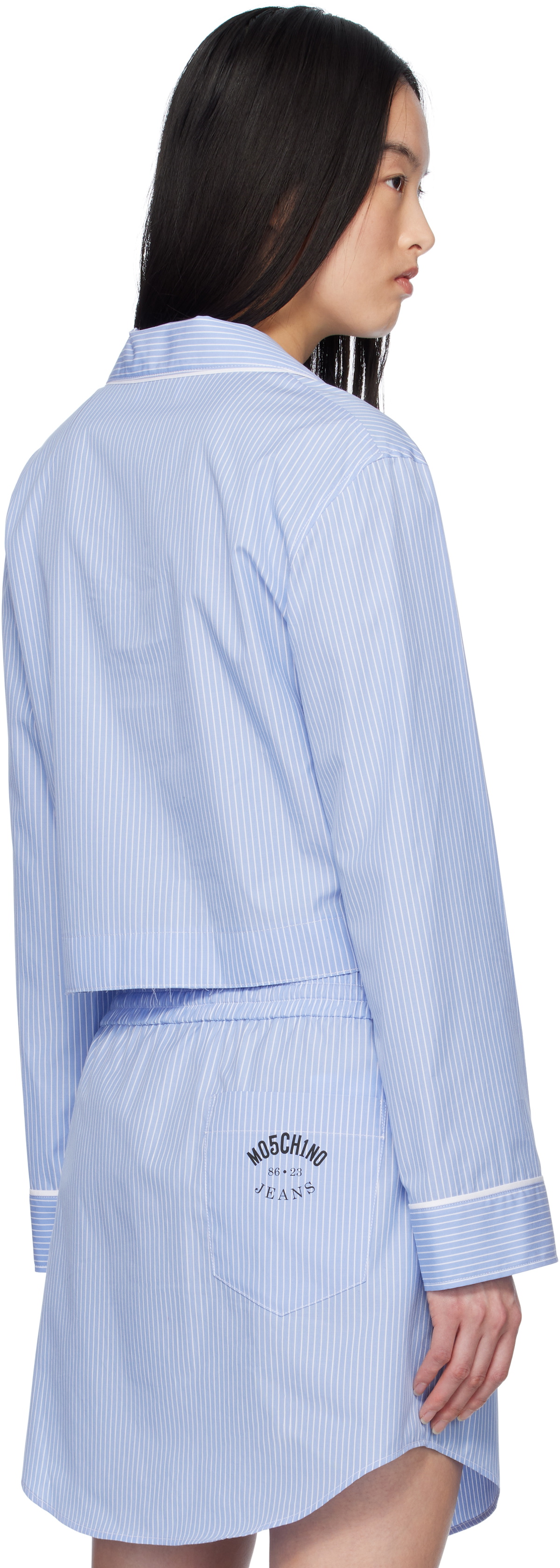 Moschino Jeans Blue Striped Cotton Shirt