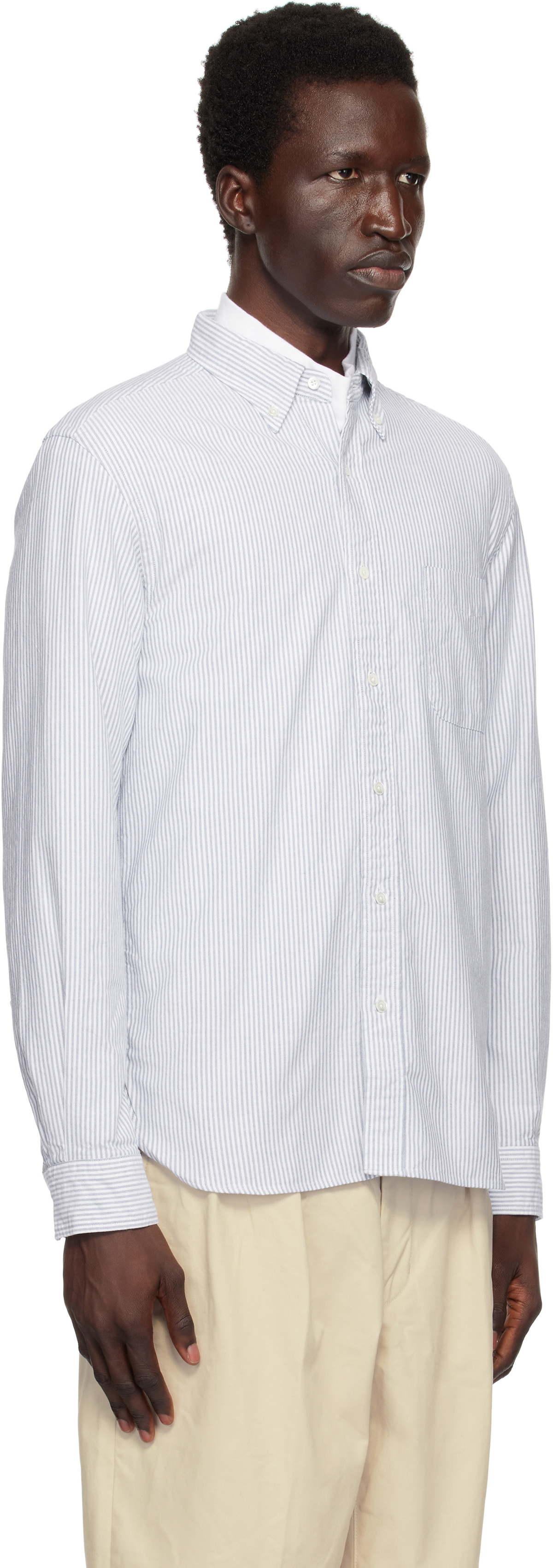 BEAMS PLUS Blue BD Oxford Candy Stripe Shirt Beams Plus