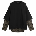 MASTERMIND WORLD Men's Layered Sweatshirt in Black X Gray Plaid