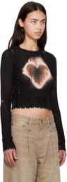 R13 SSENSE Exclusive Black Flaming Heart Baby Crewneck Sweater