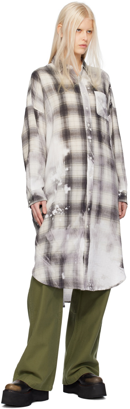 R13 SSENSE Exclusive Black & Beige Jumbo Shirt Minidress
