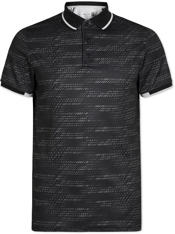 Photo: Kjus Golf - Printed Jersey Golf Polo Shirt - Black