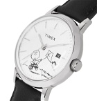 Timex - Peanuts Marlin Stainless Steel and Leather Watch - White