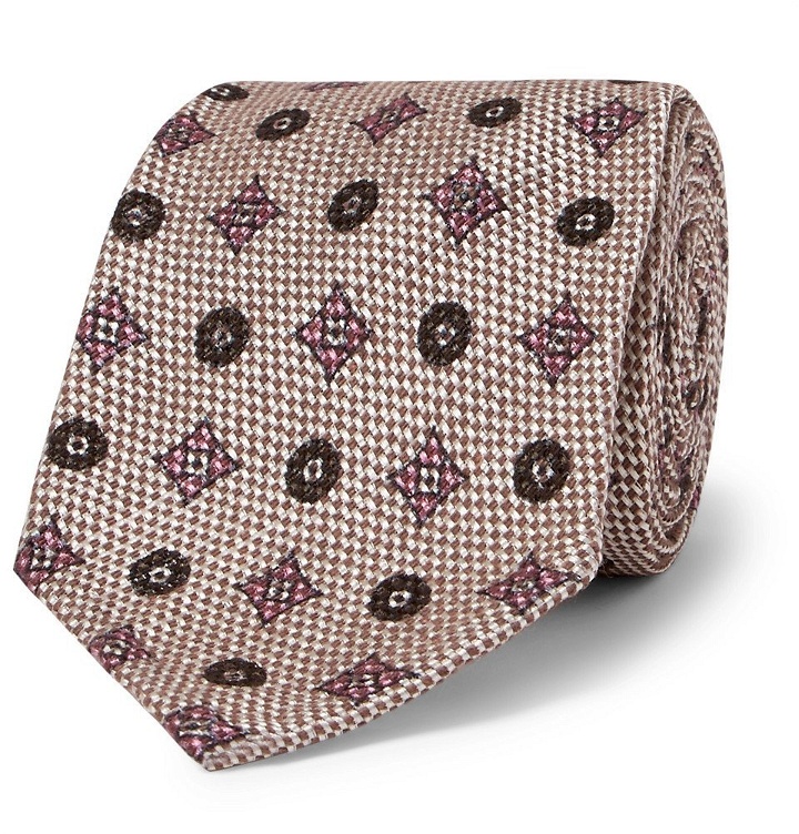 Photo: Rubinacci - 8cm Cotton and Silk-Blend Jacquard Tie - Beige