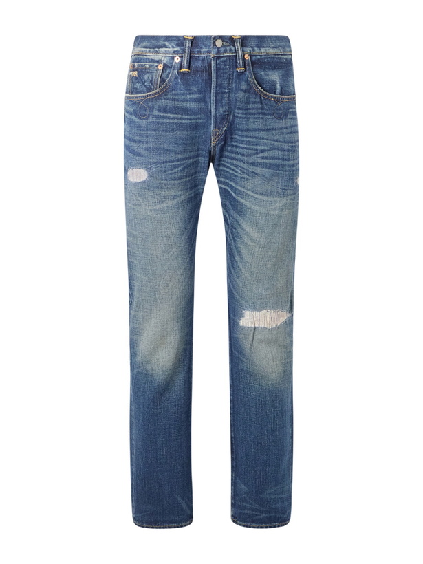 Photo: RRL - Flared Distressed Jeans - Blue