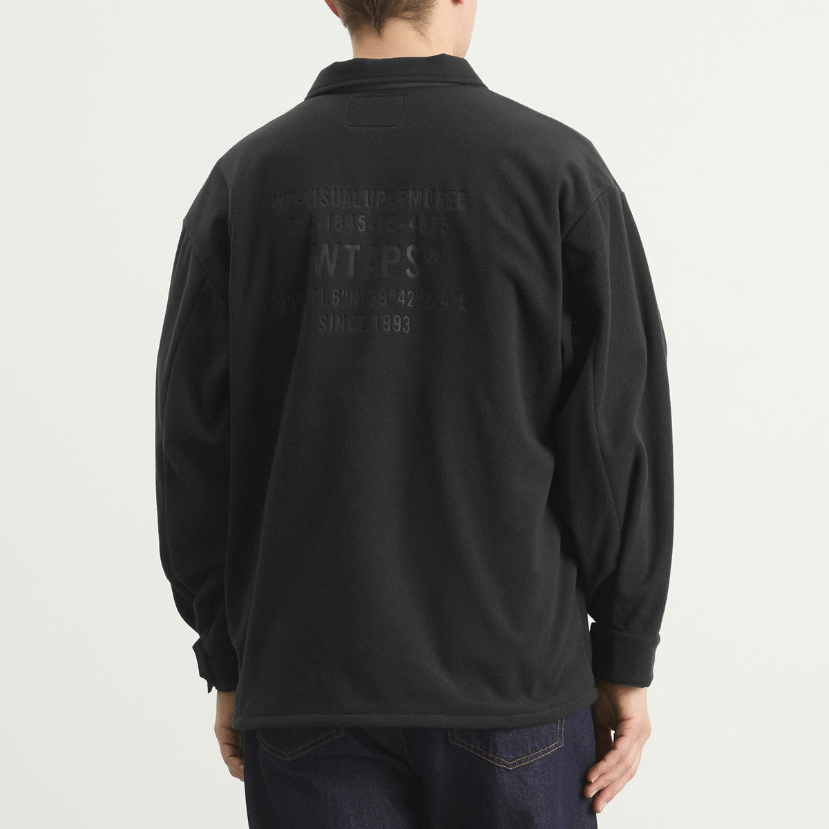 WTAPS Men's Poly Fleece Back Motif Overshirt in Black