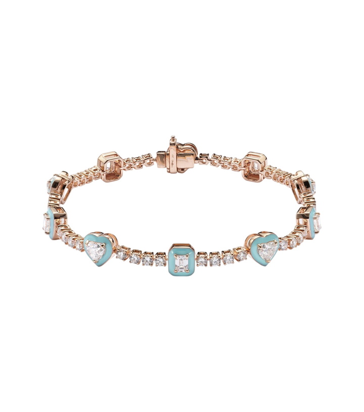 Photo: Kamyen 18kt rose gold and enamel bracelet with diamonds