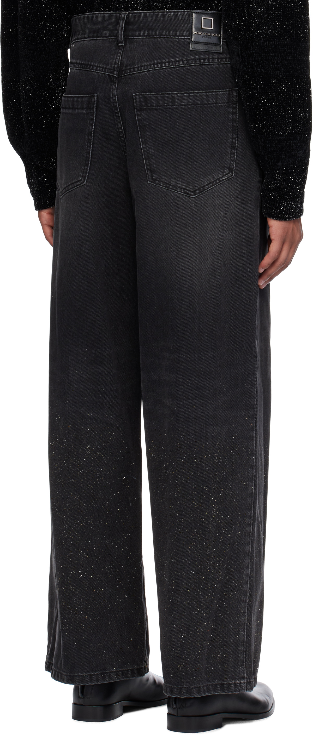 WOOYOUNGMI Black Glitter Wide Jeans Wooyoungmi