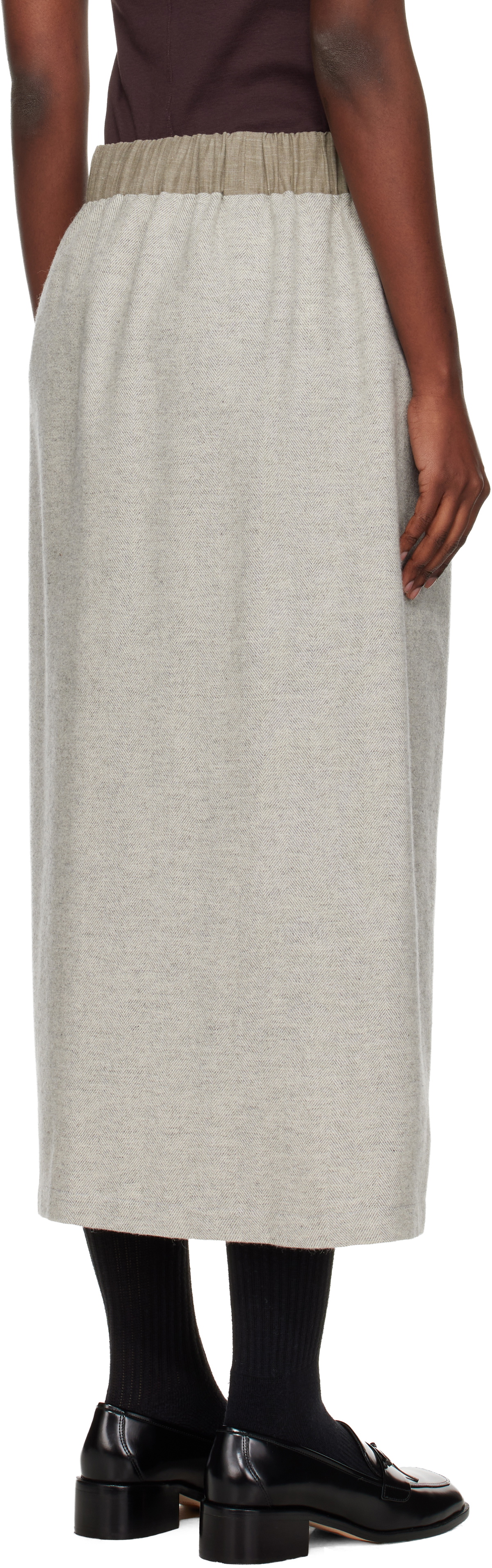 SC103 Gray Lucid Midi Skirt