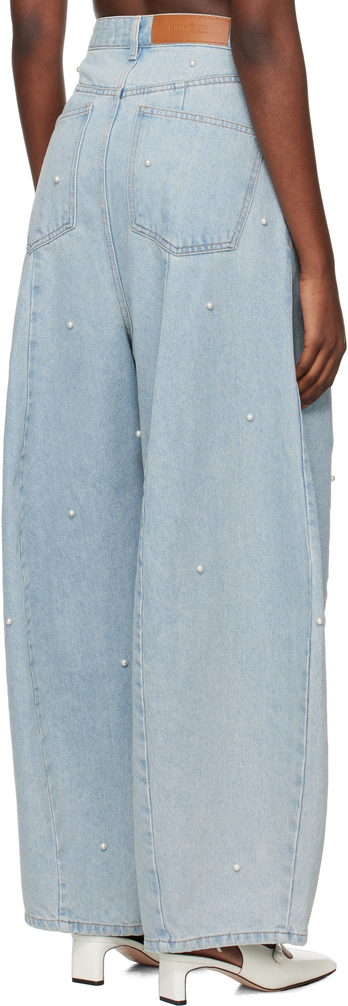 KIMHĒKIM Blue Pearl Embellished Balloon Fit Jeans