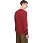 Maison Margiela Red Wool Distressed Crewneck Sweater