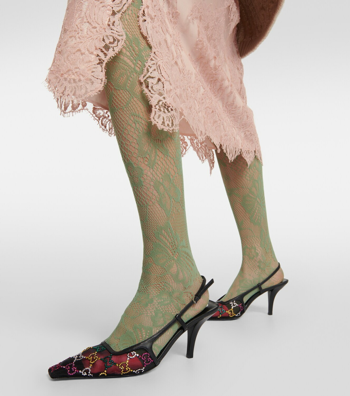 GUCCI★GGファブリックバレリーナ Gucci GG embellished slingback pumps Gucci
