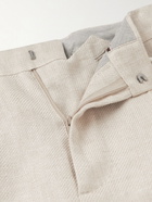 Brunello Cucinelli - Straight-Leg Pleated Linen, Wool and Silk-Blend Drawstring Suit Trousers - Neutrals