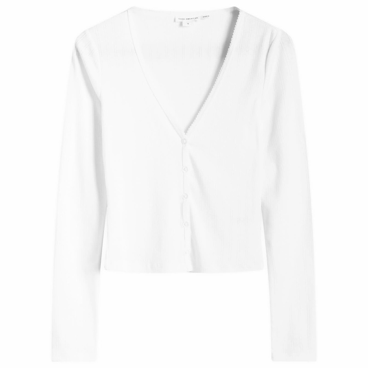 Photo: Good American Women's Cotton Pointelle Cardigan in White