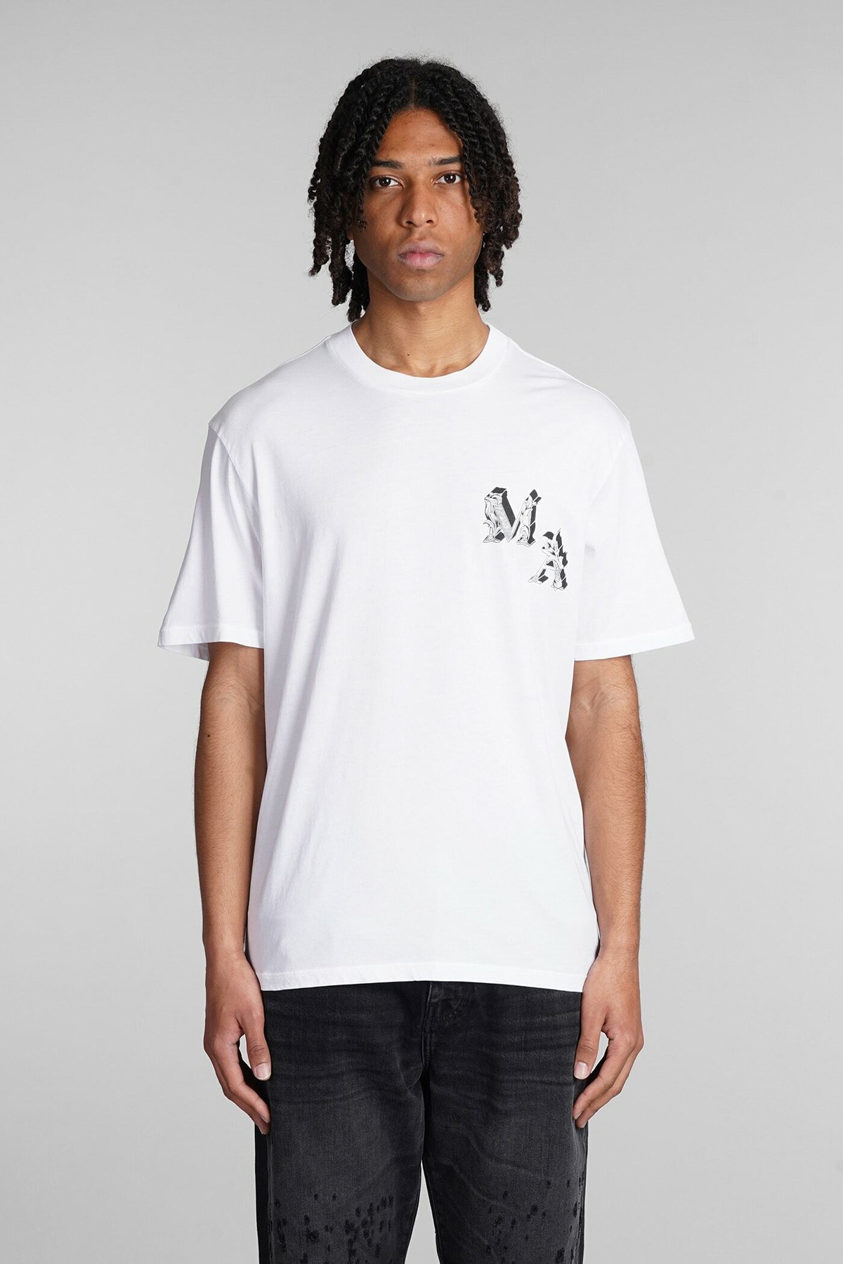 AMIRI ホワイト　Tシャツ　極美品 Amiri Logo-Print Cotton T-Shirt In White - 30% Off | Editorialist