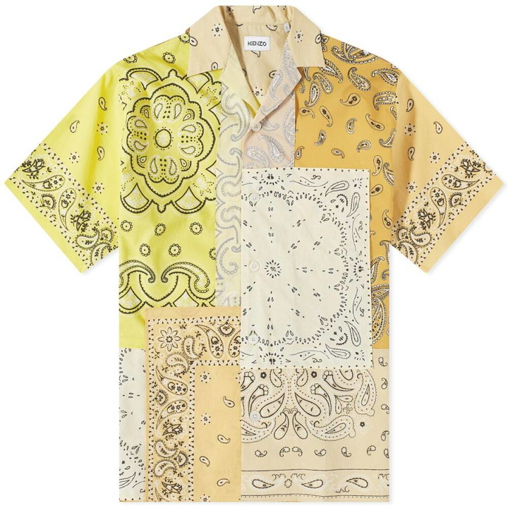 Photo: Kenzo Men's Patchwork Bandana Vacation Shirt in Golden Yellow