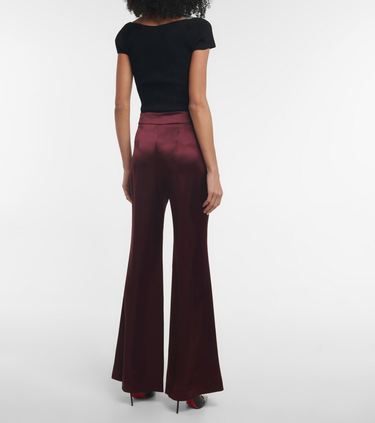 Galvan High-rise satin flared pants