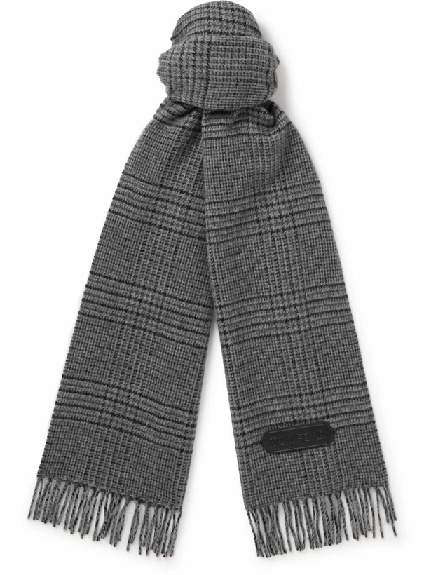 Photo: TOM FORD - Prince of Wales Checked Wool and Cashmere-Blend Scarf