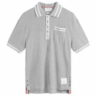 Thom Browne Men's Textured Tipped Polo in Light Grey