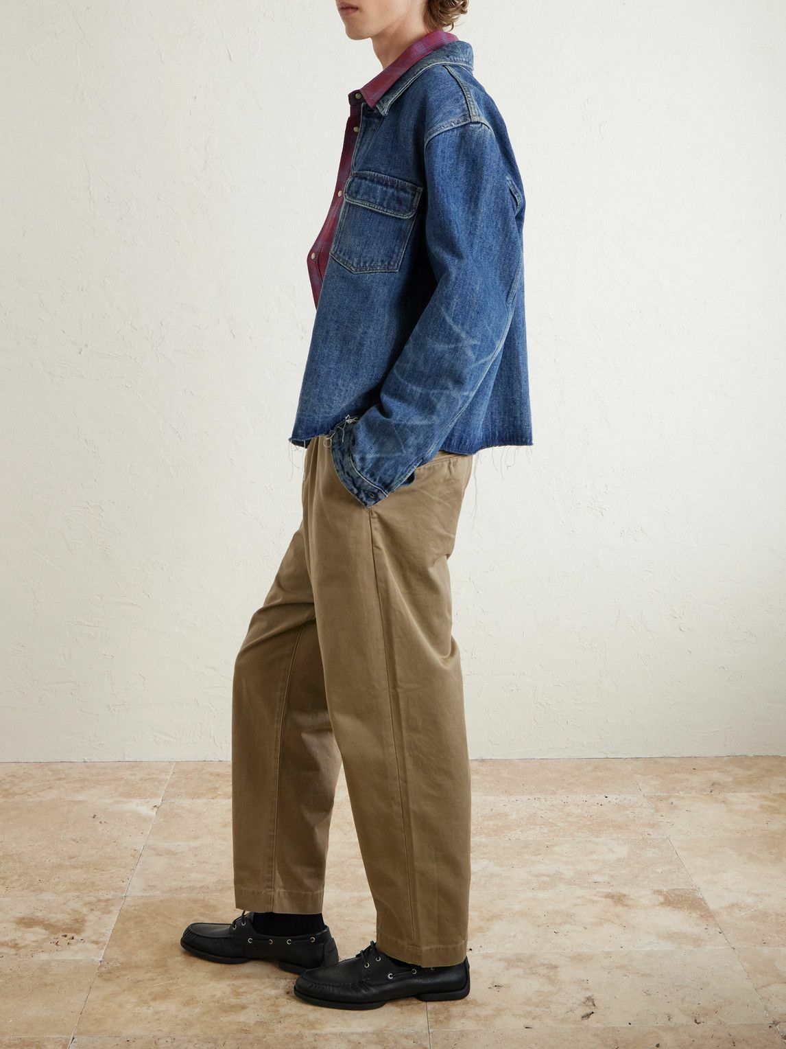 KAPITAL - Straight-Leg Pleated Cotton-Twill Chinos - Neutrals