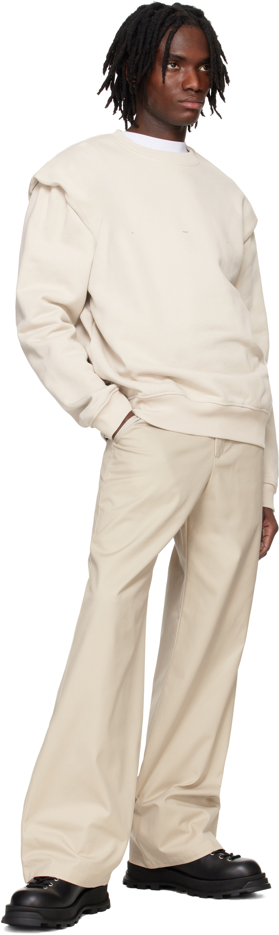 HELIOT EMIL Beige Outline Logo Sweatshirt