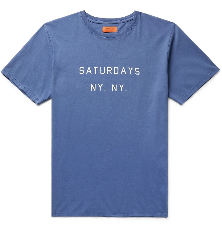 Photo: Saturdays NYC - Logo-Print Cotton-Jersey T-Shirt - Blue