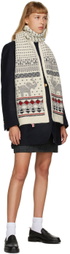 Thom Browne White Mohair Fair Isle Scarf