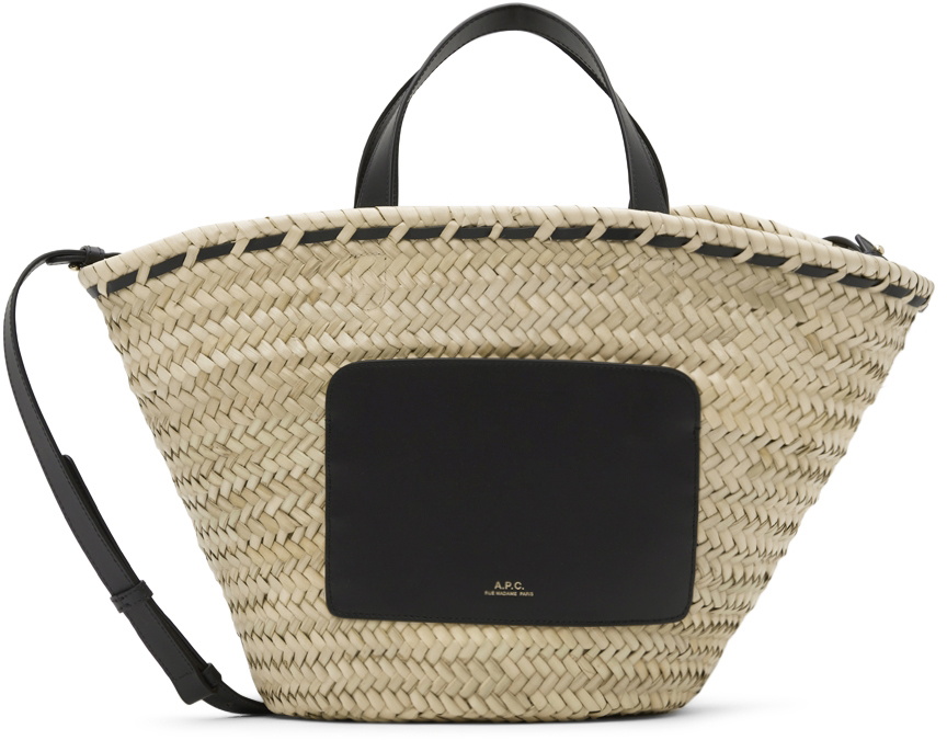 A.P.C. Beige & Black Zoe Basket Tote