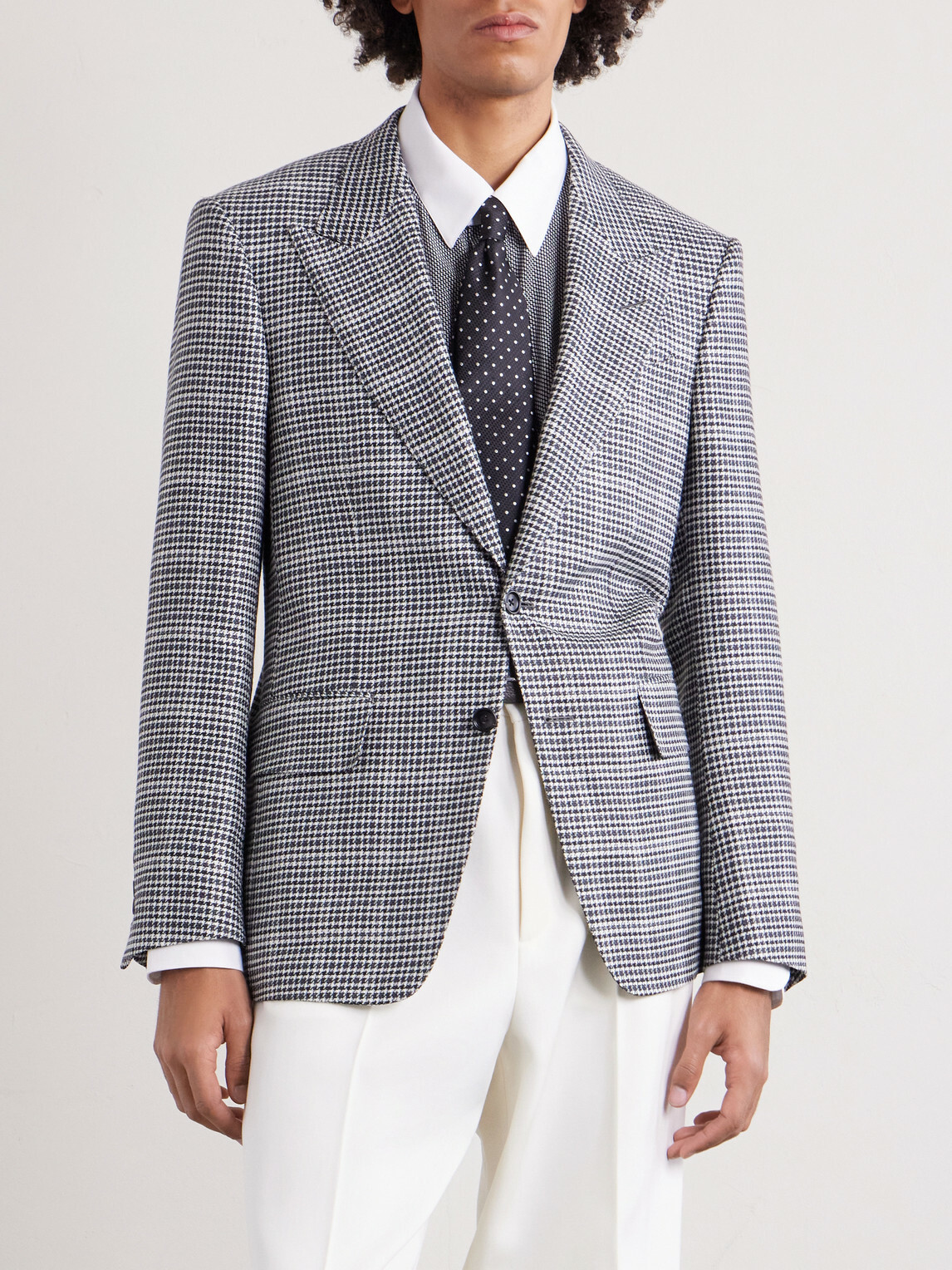 TOM FORD - Houndstooth Wool-Blend Blazer - Black