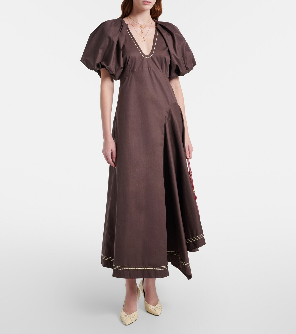 Alémais Puff-sleeve cotton maxi dress