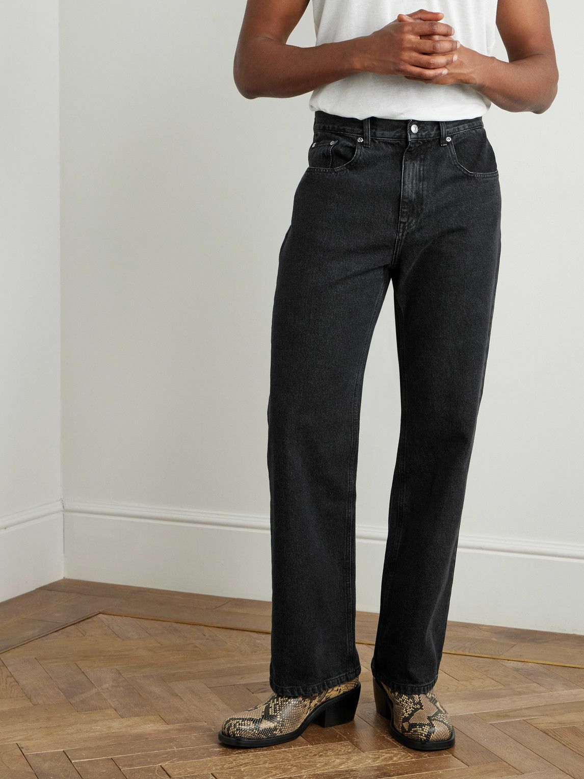 SECOND / LAYER - Valluco Straight-Leg Stone-Washed Jeans - Black