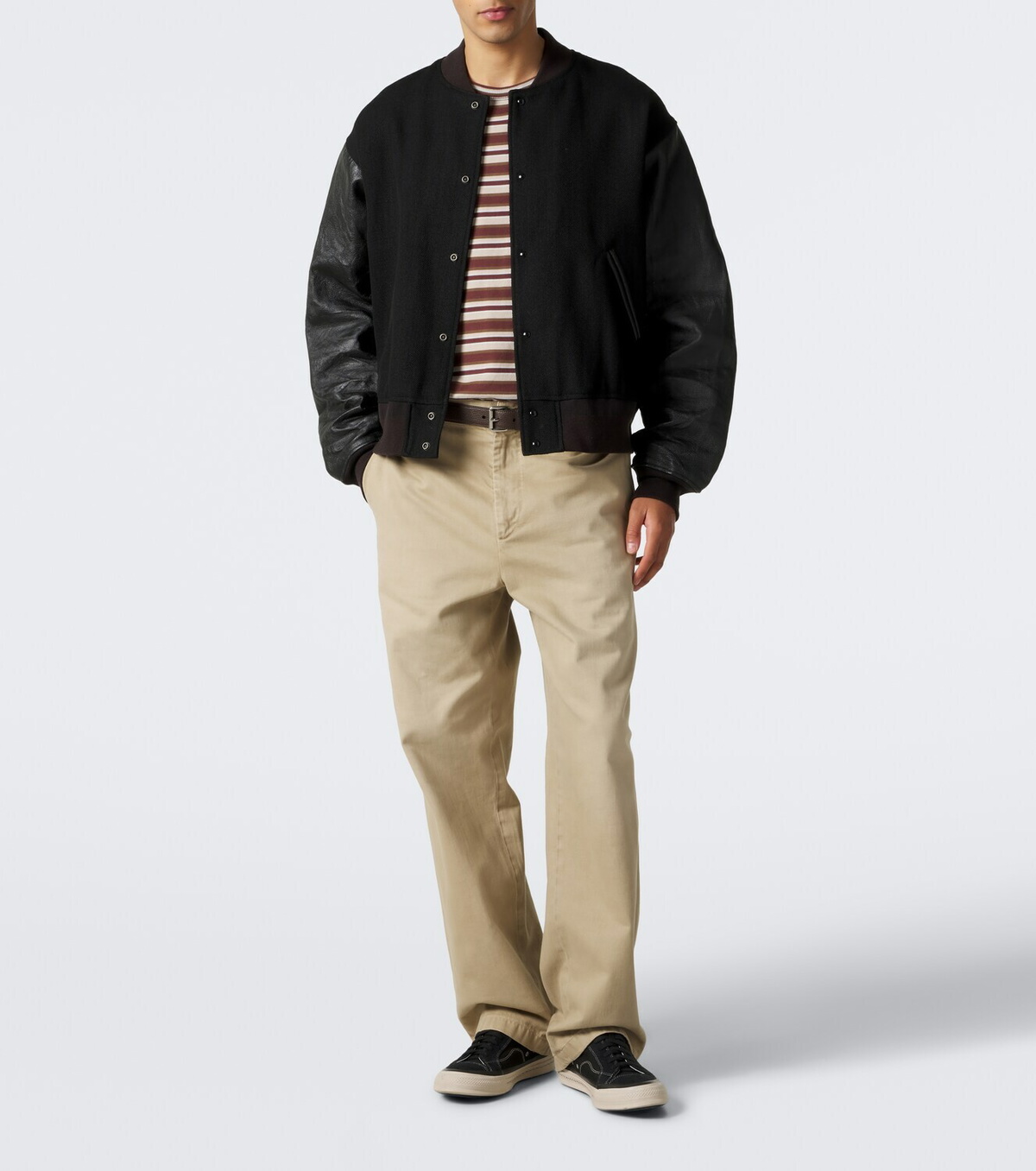 Visvim Wool, linen, and leather varsity jacket