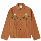 Story mfg. Men's Palm Tree Short on Time Jacket in Brown Double Date